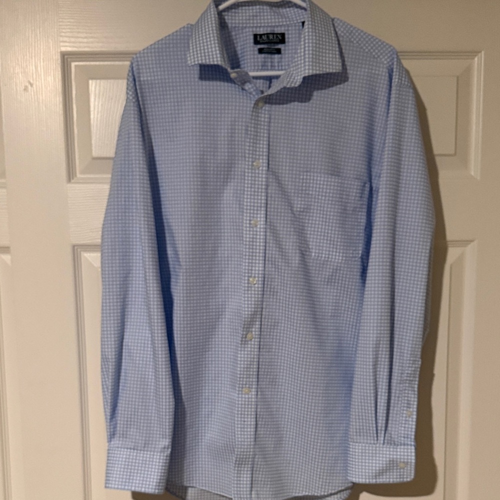 Lauren Ralph Lauren Blue Micro-Check Dress Shirt